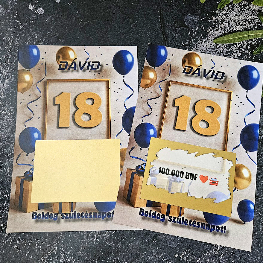 Szuletésnapi kaparós sorsjegy egyedi nyeremény mezovel