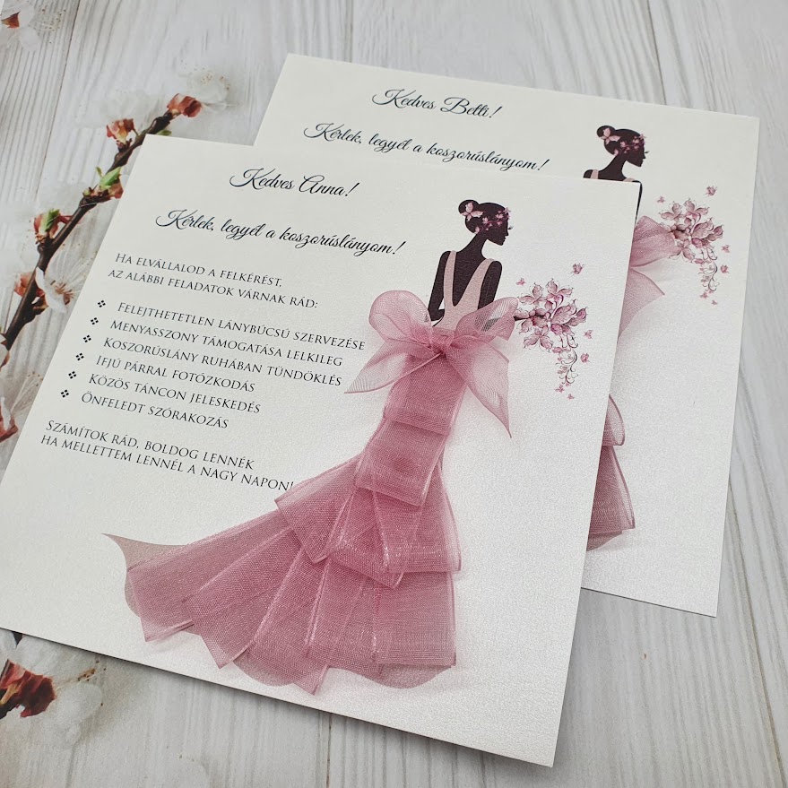 Női tanú és koszorúslány felkérő meghívó testvér képeslap egyedi különleges ajándék esküvőre | Amber koszorúslány- tanú felkérő