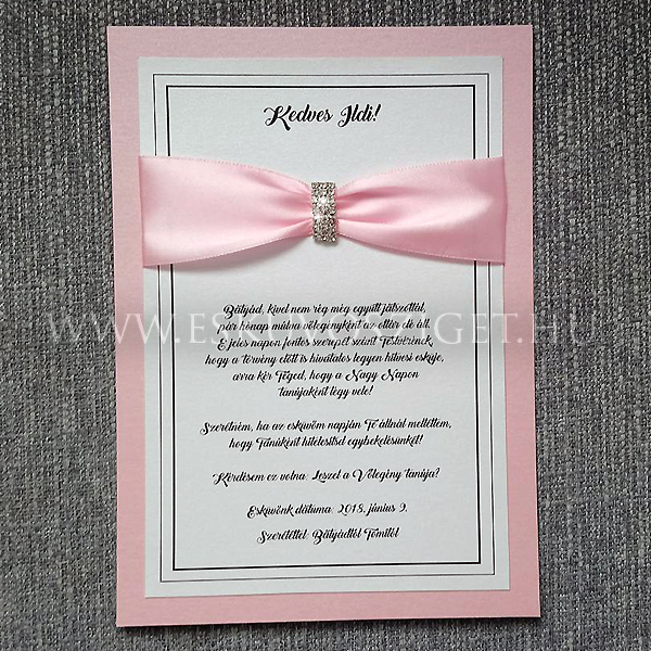 Női tanú és koszorúslány felkérő meghívó testvér képeslap egyedi különleges ajándék esküvőre | Isabell koszorúslány- tanú felkérő strasszos bross dísszel rózsaszín