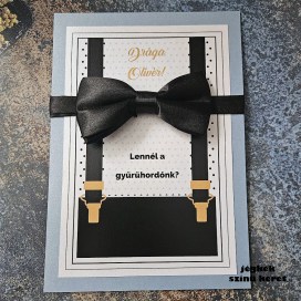 Fiú gyerek felkérő meghívó testvér ajándék egyedi különleges ajándék esküvőre | Alex gyermek felkérő ajándék csokornyakkendővel