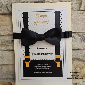Fiú gyerek felkérő meghívó testvér ajándék egyedi különleges ajándék esküvőre | Alex gyermek felkérő ajándék csokornyakkendővel