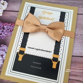 Fiú gyerek felkérő meghívó testvér ajándék egyedi különleges ajándék esküvőre | Alex gyermek felkérő ajándék csokornyakkendővel