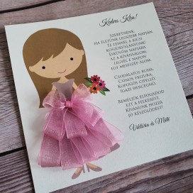 Kislány gyerek női tanú és koszorúslány felkérő meghívó testvér képeslap egyedi különleges ajándék esküvőre | Kimberly gyermek koszorúslány virágszóró felkérő