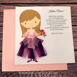 Kislány gyerek női tanú és koszorúslány felkérő meghívó testvér képeslap egyedi különleges ajándék esküvőre | Kimberly gyermek koszorúslány virágszóró felkérő