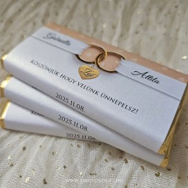 csoki ajándék köszönet csoki csokoládé esküvőre | gyűrűs szalagos köszönetcsokoládé