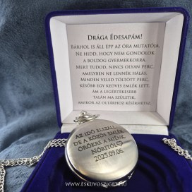 örömapa tanú szülőköszöntő nagyszülő férfi ajándek felkérő meghívó esküvőre, szálcsiszolt fém zsebóra esküvőre egyedi ajándék, esküvősziget 2