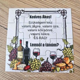 Tanú és koszorúslány felkérő meghívó testvér képeslap egyedi különleges ajándék esküvőre | Puzzle koszorúslány tanú felkérő dekorált dobozkában