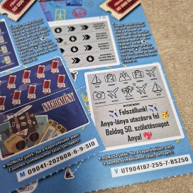 VILÁGUTAZÓ valósághű egyedi kaparós sorsjegy ajándék főleg utazási ajándék átadásara, személyre szabható egyedi üzenettel. Minden korosztálynak tökéletes.