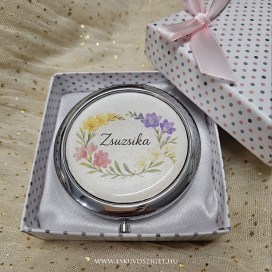 Gravírozható belsejű egyedi zsebtükör egyedi gravírozható zsebtükör, örömanya ajándék, gravírozott tükör, sminktükör, biblia idézet, biblia ige, vallásos ajandek