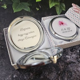 Gravírozható belsejű egyedi zsebtükör egyedi gravírozható zsebtükör, örömanya ajándék, gravírozott tükör, sminktükör, biblia idézet, biblia ige, vallásos ajandek