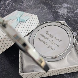 Gravírozható belsejű egyedi zsebtükör egyedi gravírozható zsebtükör, örömanya ajándék, gravírozott tükör, sminktükör, biblia idézet, biblia ige, vallásos ajandek