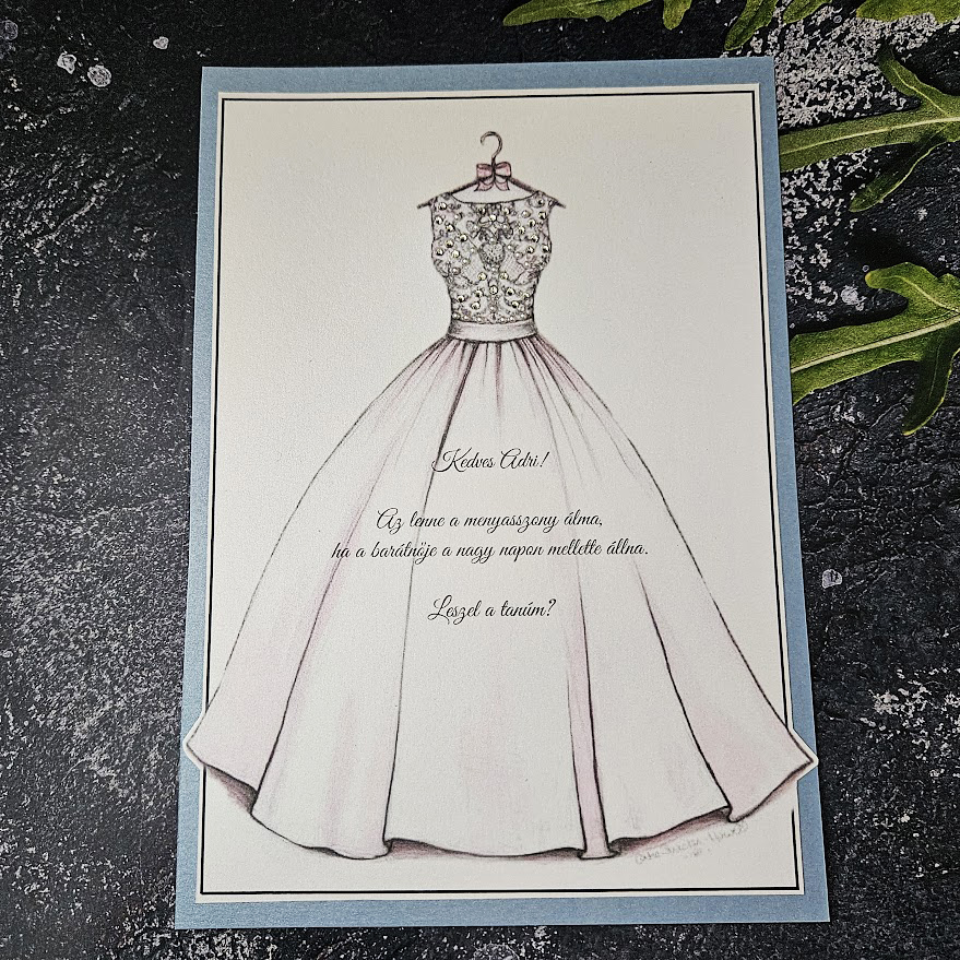 Női tanú és koszorúslány felkérő meghívó testvér képeslap egyedi különleges ajándék esküvőre | Melanie koszorúslány és tanú felkérő