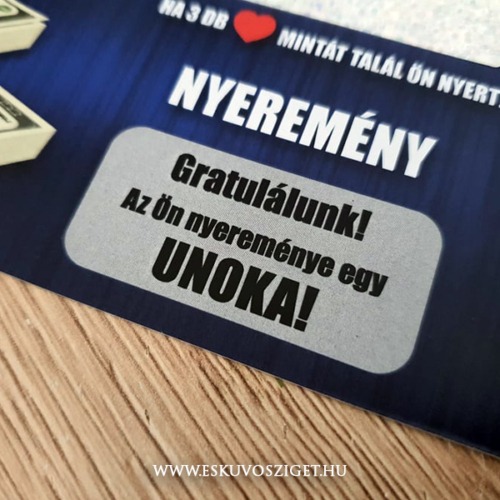 Baba bejelentő kaparós sorsjegy