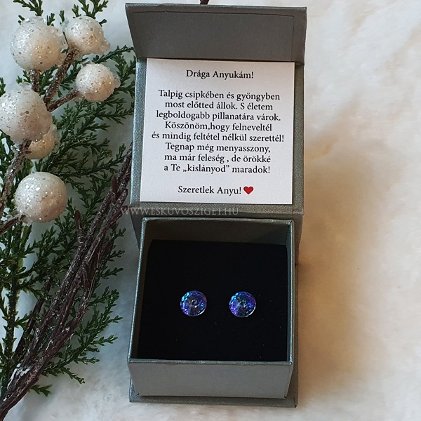 Örömanya szülőköszöntő n felkérő meghívó egyedi különleges ajándék ékszer esküvőre | Chantal Swarovski® örömanya ajándék kristályékszer fülbevaló, antiallergén orvosi fém