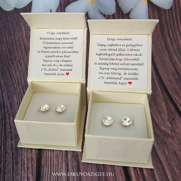 Örömanya szülőköszöntő n felkérő meghívó egyedi különleges ajándék ékszer esküvőre | Chantal Swarovski® örömanya ajándék kristályékszer fülbevaló, antiallergén orvosi fém