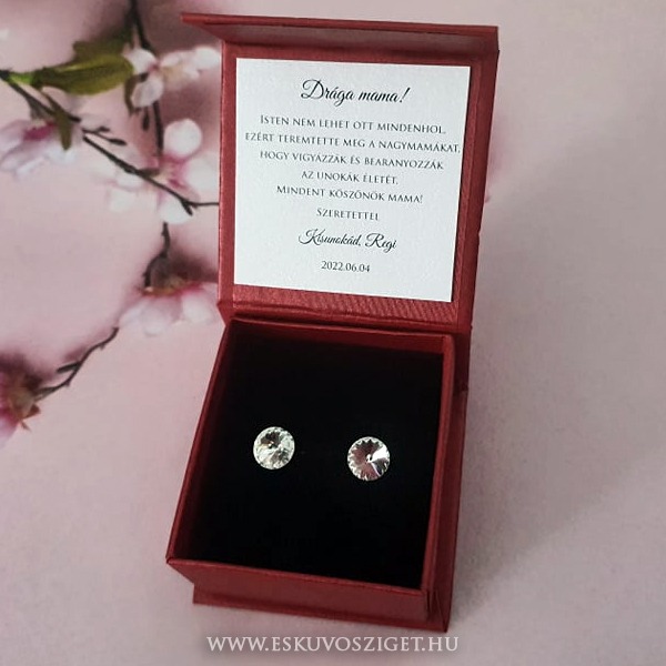 Örömanya szülőköszöntő n felkérő meghívó egyedi különleges ajándék ékszer esküvőre | Chantal Swarovski® örömanya ajándék kristályékszer fülbevaló, antiallergén orvosi fém