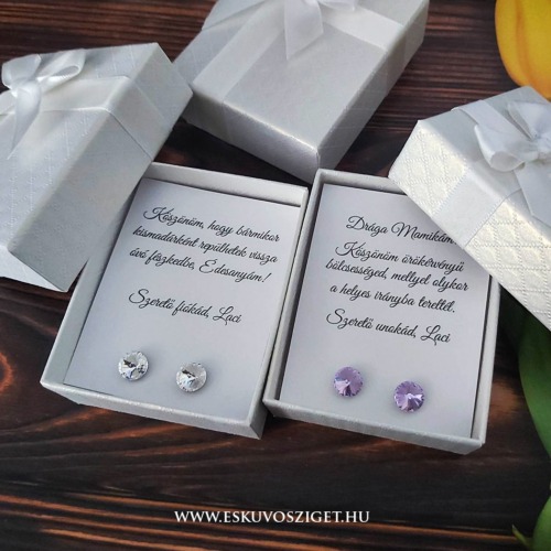 Preciosa kristály örömanya fülbevaló antiallergén nemesacélból egyedileg feliratozott díszdobozban