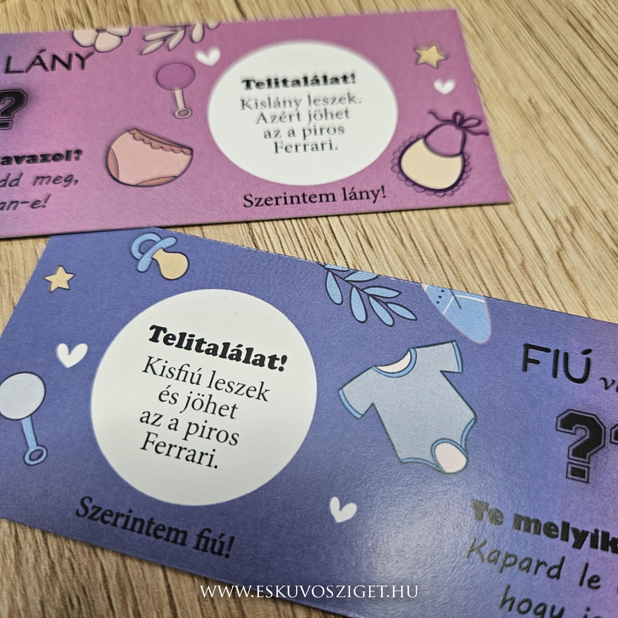 nembejelentés, gender perty, baba nemének bejelentés, babaváró buli, kaparós sorsjegy