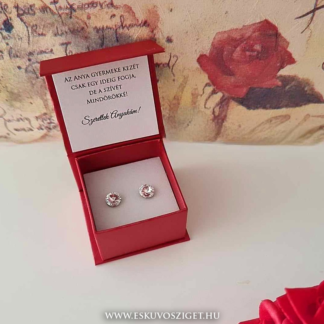 Örömanya szülőköszöntő n felkérő meghívó egyedi különleges ajándék ékszer esküvőre | Chantal Swarovski® örömanya ajándék kristályékszer fülbevaló, antiallergén orvosi fém