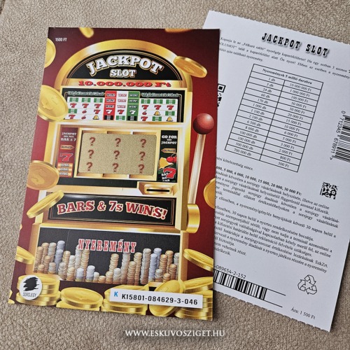 Jackpot Slot típusú kétoldalas perforált egyedi kaparós sorsjegy gyümölcsös ikonokkal és grafikával ellátott lekaparható felületekkel – kreatív baba bejelentő ajándék