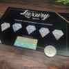 Luxury típusú exkluzív egyedi kaparós sorsjegy hölgyeknek ragyogó gyémánt alakú lekaparható felületekkel és luxus grafikával – kreatív romantikus lánykérés ajándék
