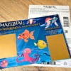 Mázlihal és aranyhal típusú nagyméretű egyedi kaparós sorsjegy két darab óriási matt arany lekaparható felülettel és aranyhal ikonokkal – kreatív keresztszülő felkérő ajándék