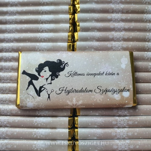 Egyedi mintájú mini táblás reklám ajándék csokoládé céges logóval és születésnapi grafikával
