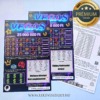 Vegas típusú kétoldalas perforált egyedi kaparós sorsjegy grafikás lekaparható réteggel és ellenőrző kódokkal – kreatív baba bejelentő ötlet nagyszülőknek